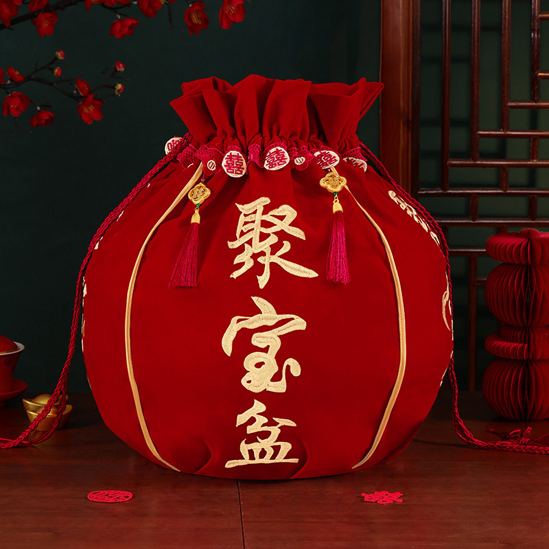 Venta directa de fábrica, bolsa de boda, bolsa de cuero, tela envuelta, dote de novia, bagaje rojo, bolsa de dote grande, tela de lavabo, suministros de boda image 3