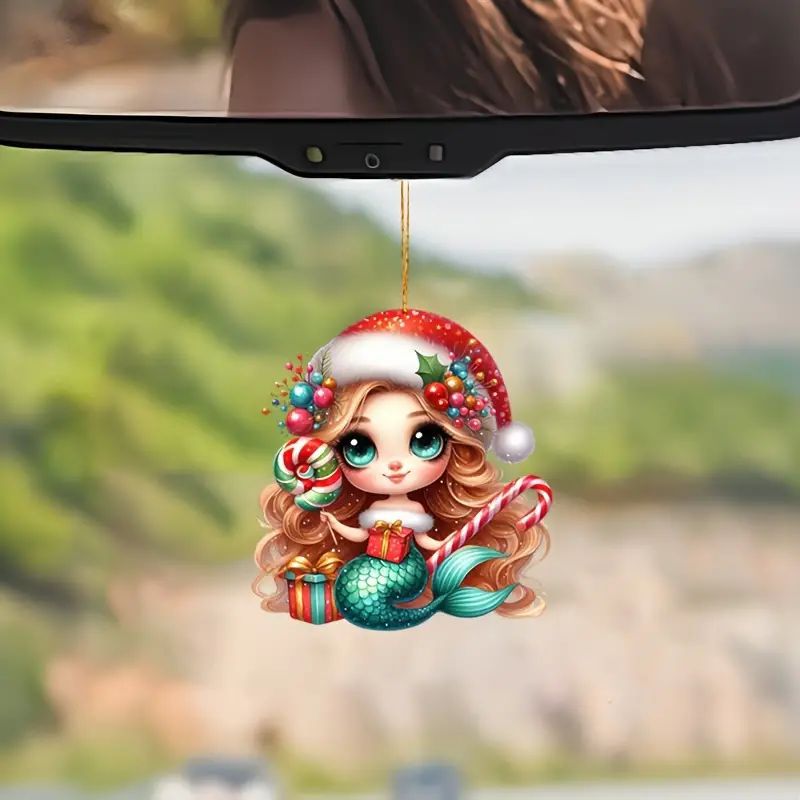 Nuevos productos transfronterizos de Navidad acrílico plano llavero decoración colgante decoración del automóvil colgante decoración del árbol de Navidad
