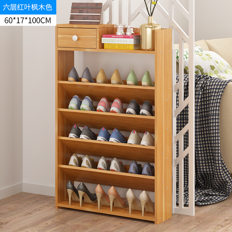 El estante de zapatos es estrecho y simple, y el armario de zapatos en la puerta contiene un estante de zapatos de varios pisos y gran capacidad en el interior del hogar.