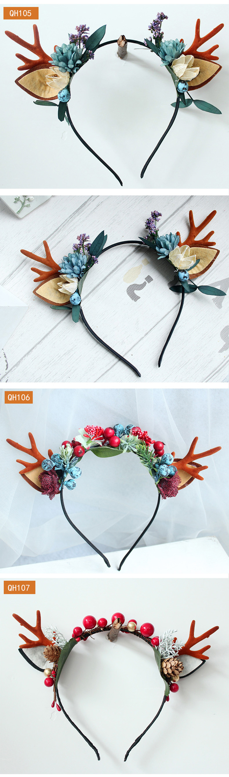 Cute Flower Antlers Cloth Hair Band display picture 3