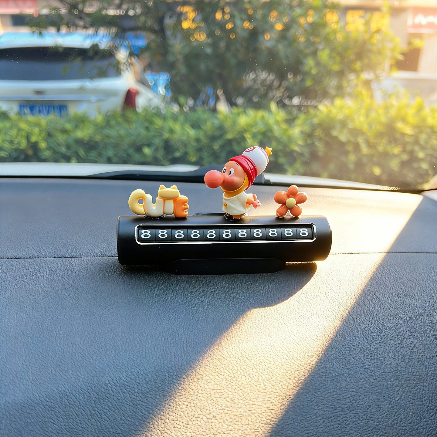 New cartoon cute car phone number plate, temporary parking decorative ornament for women