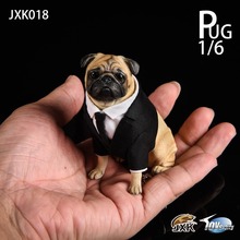 【JXK】黑衣人巴哥仿真动物模型八哥犬汽车桌面潮玩手办摆件送礼