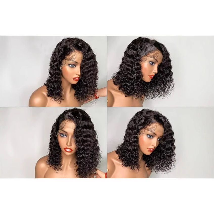 13*4 Moda europea y americana transfronteriza HD transparente encaje delantero pequeño rollo de peluca de onda profunda comercio exterior venta caliente en África