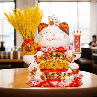 大号招财猫摇手摆件发财猫店铺前台收银台家居开业送礼八方来财