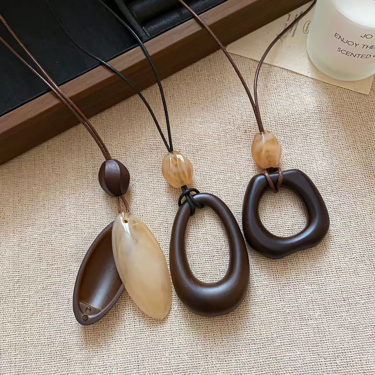 Retro Long Asymmetrical Ring Pendant Necklace Women's Ethnic Style Adjustable Halterneck Sweater Chain High-End Accessories