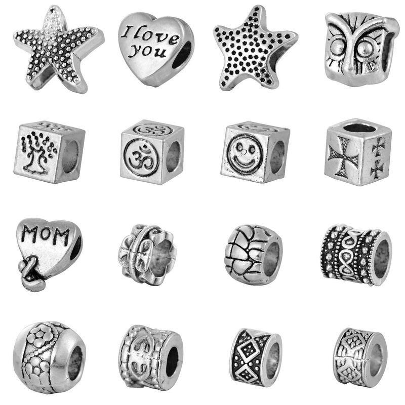 1 Xizang silver alloy large hole beads jewelry accessories beads transfer beads diy bracelet suit beaded accessories loose beads