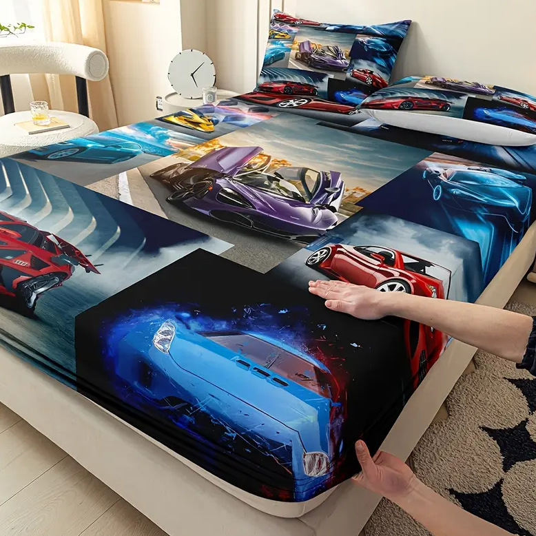 TEMU / JIT mattress mattress set cool puzzle de carreras 3D impresión digital ropa de cama para diseñar