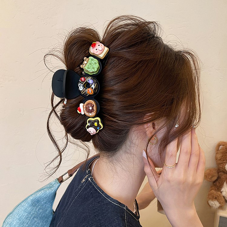 Große Snack-Haarspange aus Keks für Frauen, hochwertige 2025 neue Haiflossen-Haarspange, Hinterkopf-Haarspange Haarzubehör für den Sommer.