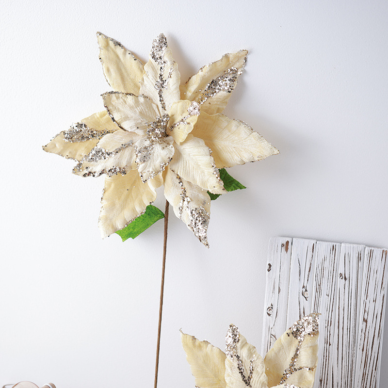 Nuevos productos transfronterizos Navidad flores de Navidad 40cm decoraciones de árbol de Navidad supergranos de alta calidad teñido fijo flores simuladas arreglos de flores