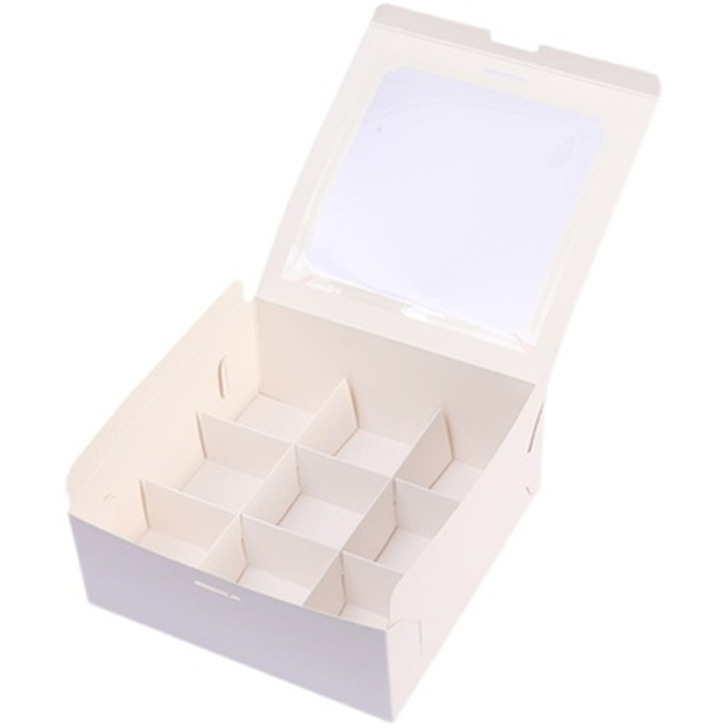 Jiugongge caja de postre taza de papel caja de pastel pastelería occidental caja de embalaje cupcake caja de pastelería de seis rejillas caja de regalo de mano