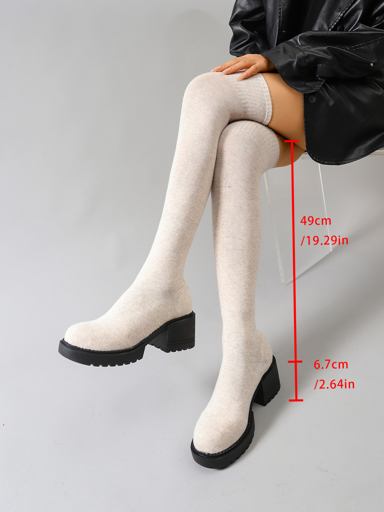 Damen Overknee Cowboystiefel Mit Blockabsatz Und Elastischer Passform_voghion.com