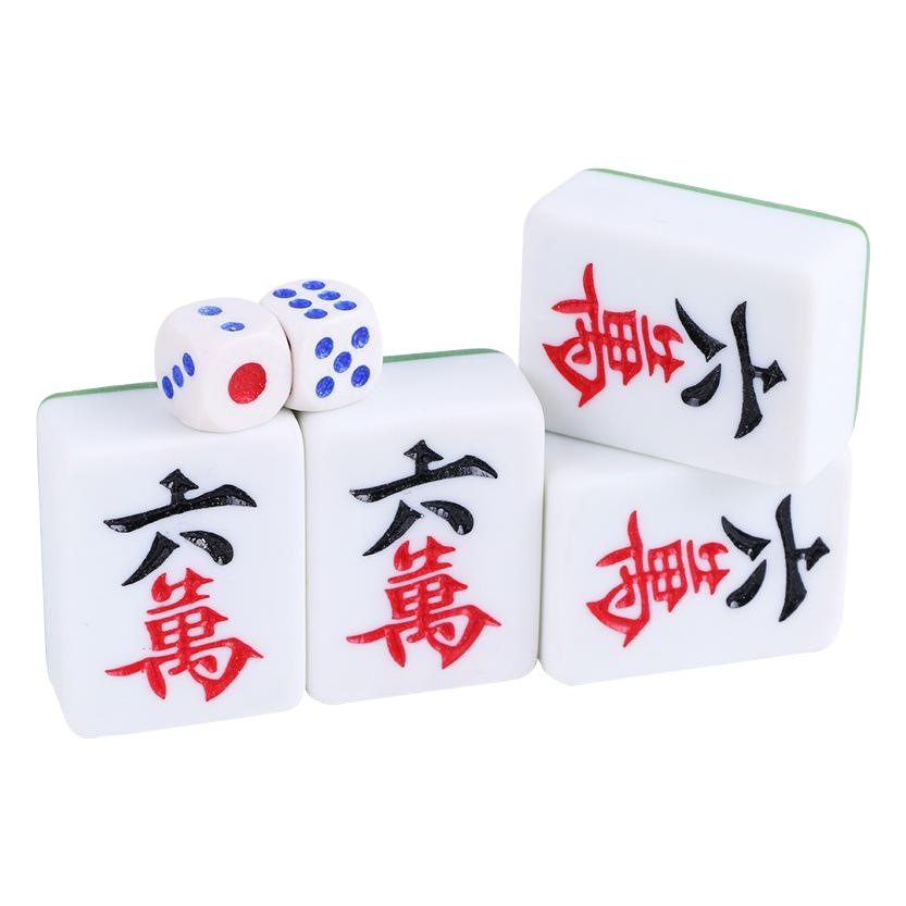 Wholesale Mahjong Tiles, Red Leather Box, Blue-Green Color, Mid-Range Mahjong, Hand-Played Tiles, Large Mahjong Tiles