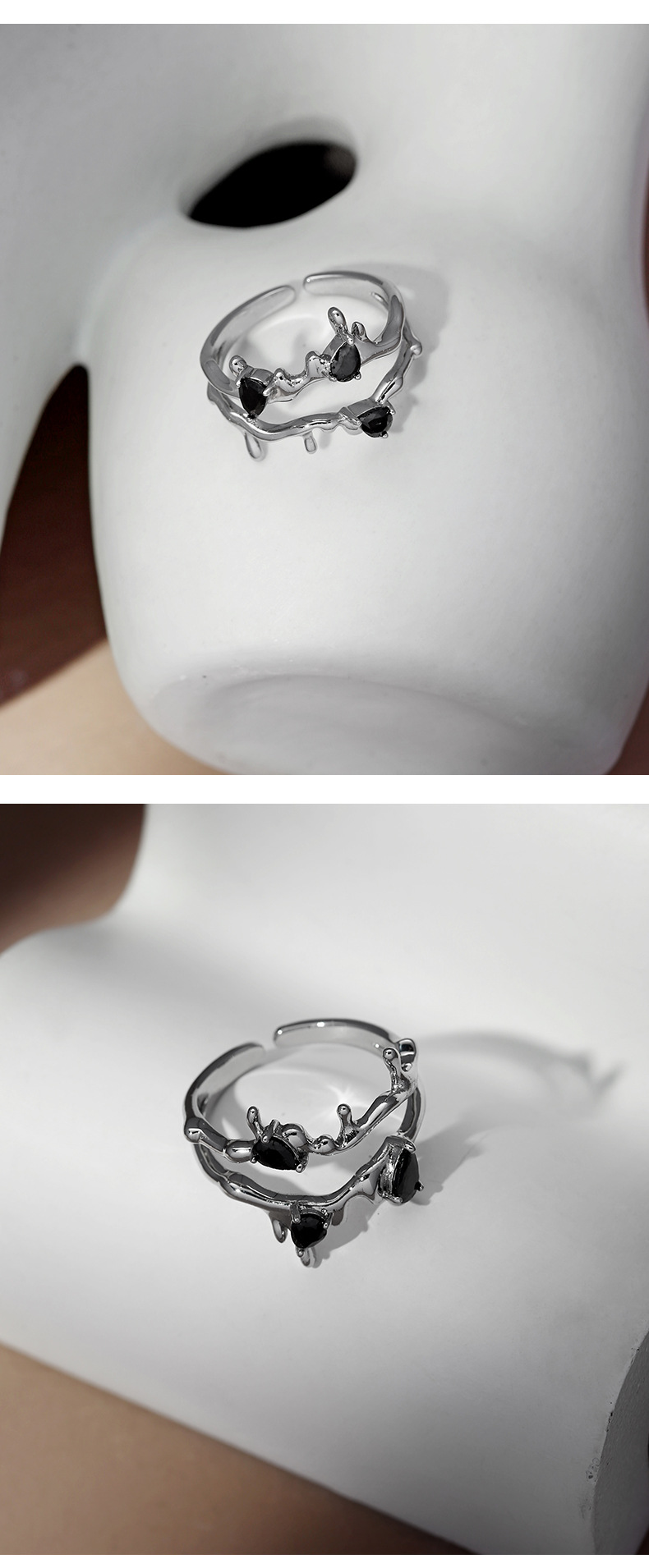 Double-layer thorn lava diamond ring, dark, sweet and cool trendy accessory, millennium Shibuya Hot girl jewelry, versatile pic 9