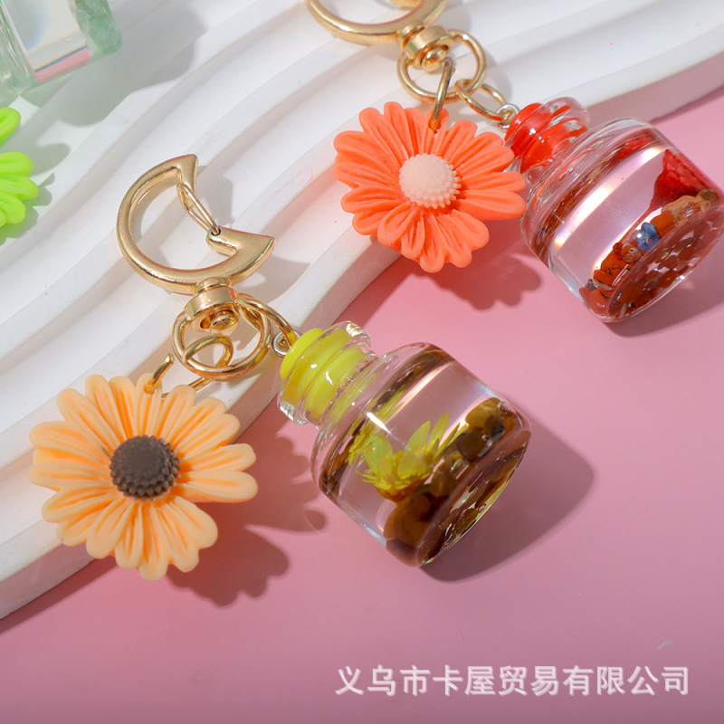 Personalized moon buckle small chrysanthemum key chain DIY accessories fun bottle simulation perfume bottle wish bottle wholesale Personalized moon buckle small chrysanthemum key chain DIY accessories fun bottle simulation perfume bottle wish bottle wholesale