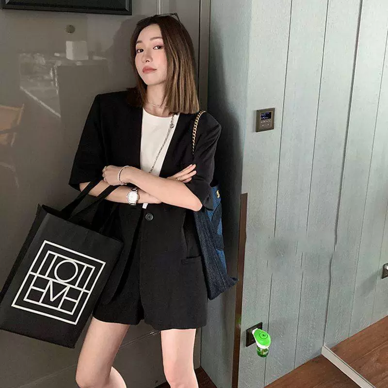 Summer extra large thin classic suit jacket for leisure, plus size, high-quality style, bright catchy style, with short sleeve