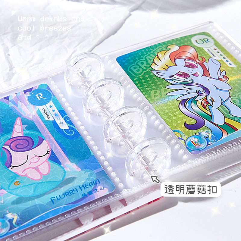 Tarjetas de caballo transparentes de chicas de alto valor acrílico tarjetas pequeñas tarjetas de foto álbum de fotos de botón de hongos de hoja