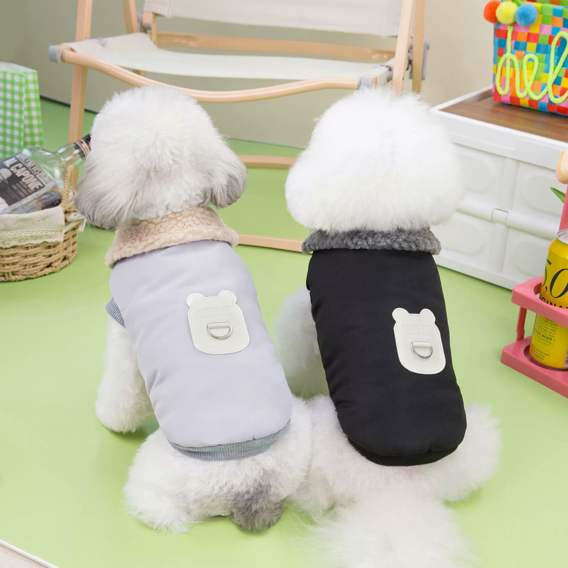 23 осень и зима Новое тяговое пальто с хлопковой подкладкой для собак, зимняя куртка с хлопковой подкладкой для собак, жилет, кошка, плюшевый мишка, одежда для домашних животных