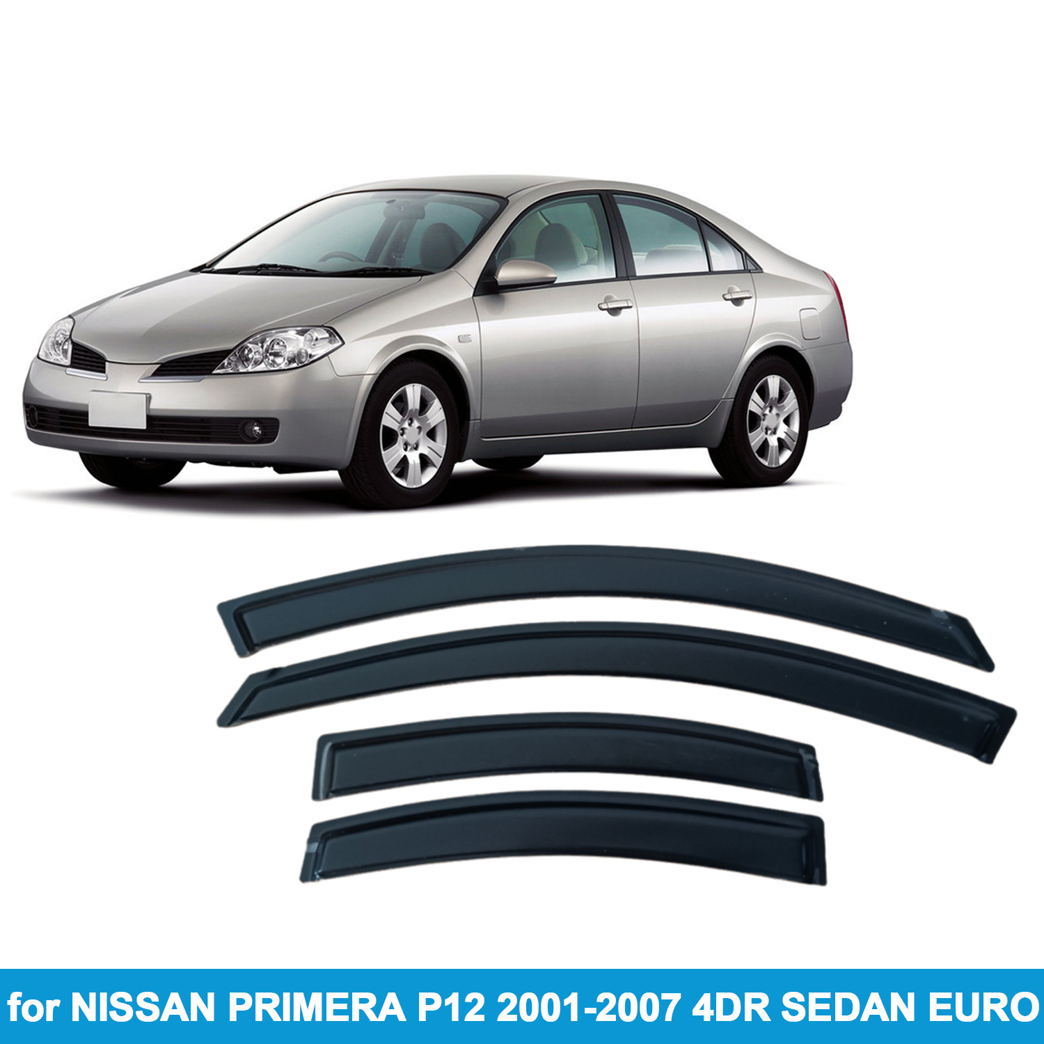Nissan Primera P12 üçün yan pəncərə yağış qoruyucusu, 2001-2007