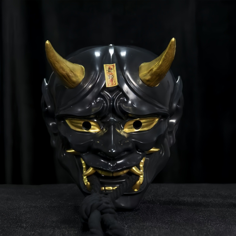 Máscara de Prajna de color japonés diablo fantasma de viaje de noche resina maquillaje facial vestir accesorios fiesta bola máscara rojo