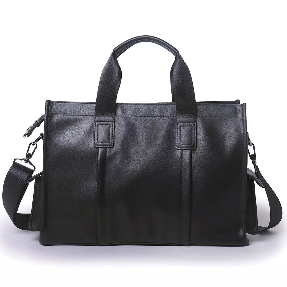 Leather capacious bag, laptop, Japanese and Korean, genuine leather, cowhide