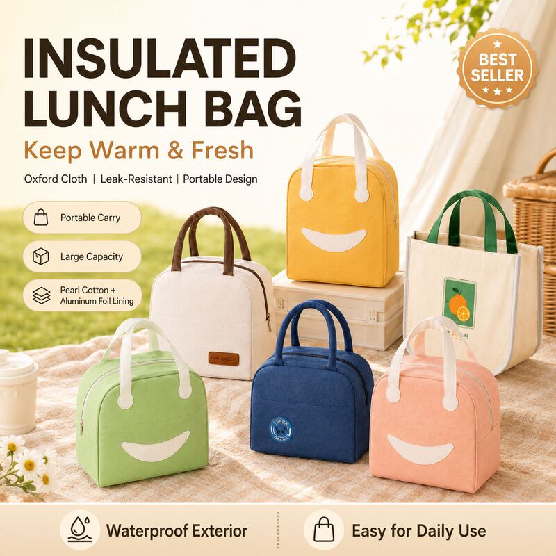 Simple Portable Lunch Box Bag for Office Workers, Waterproof and Wear-Resistant Lunch Bag for Students, Thickened Aluminum Foil Insulation, Portable for Outdoor Use