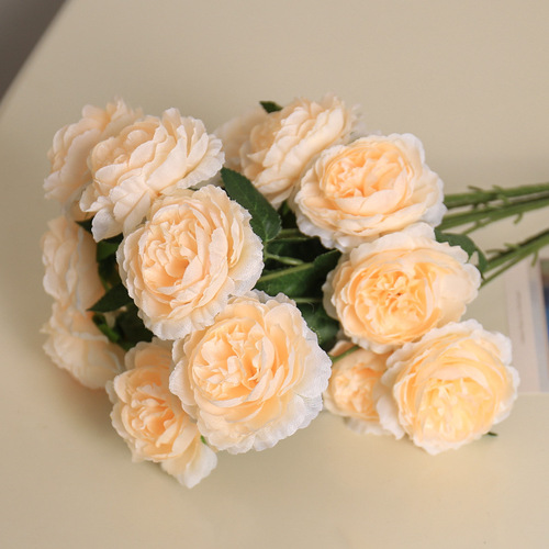 Manufacturer wholesale European home decoration artificial western rose wedding guide fake bouquet rich 3-headed western peony