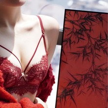 赫本风纯欲性感睫毛蕾丝超薄款内衣软钢圈防下垂水晶杯套装文胸罩