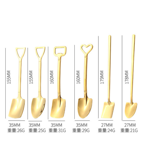 Watermelon spoon stainless steel tableware 304 simple household dessert spoon creative shovel golden shovel spoon dropshipping