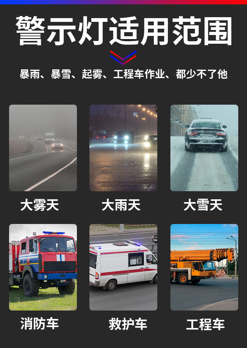 Cross-border LED high-power car roof flashing lights highlight warning lights traffic engineering road opening short-row siren lights