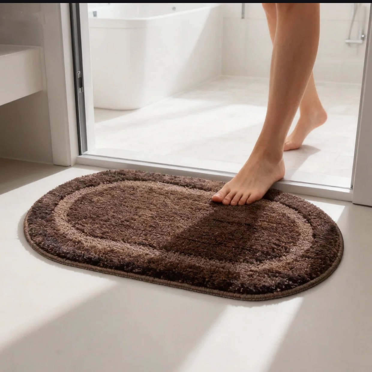 Microfiber Coconut Shaped Jacquard Bath Mat Non Slip Absorbent Rug_voghion.com