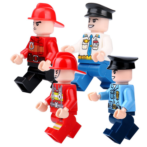 Cross-border compatible LEGO building blocks, bare-pack minifigures, police-themed children's dolls, blind-box toys, and promotional giveaways