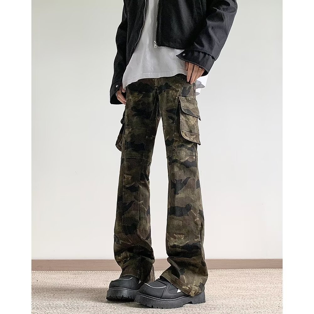 Pantalones de Mezclilla Camuflados para Hombre de Algodón, Cintura Alta, para Uso Diario
