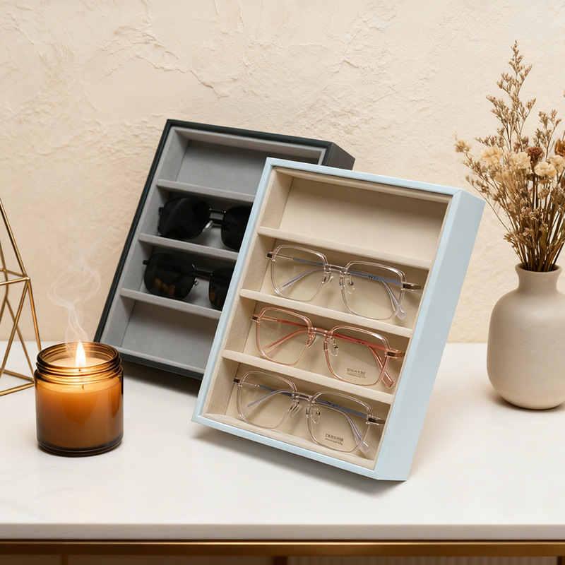 New Vertical 4-Compartment Glasses Storage Display Box Multi-Compartment Layered Sunglasses Display Rack Counter Home Display Rack