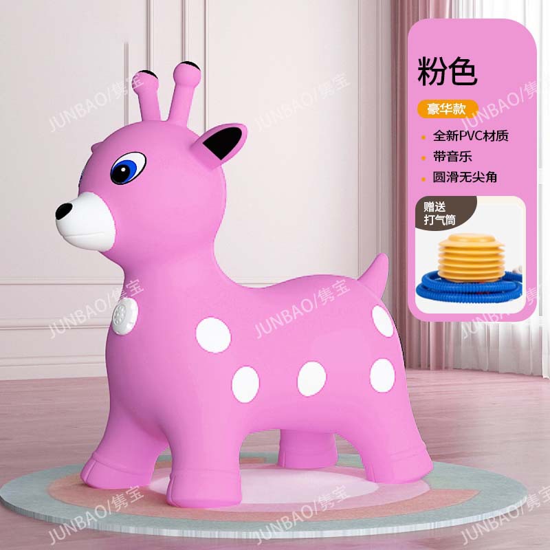 Factory Direct Sales Music Jumping Horse Children's Inflatable Deer Explosion-Proof Thickened Baby Toy Horse Riding Horse