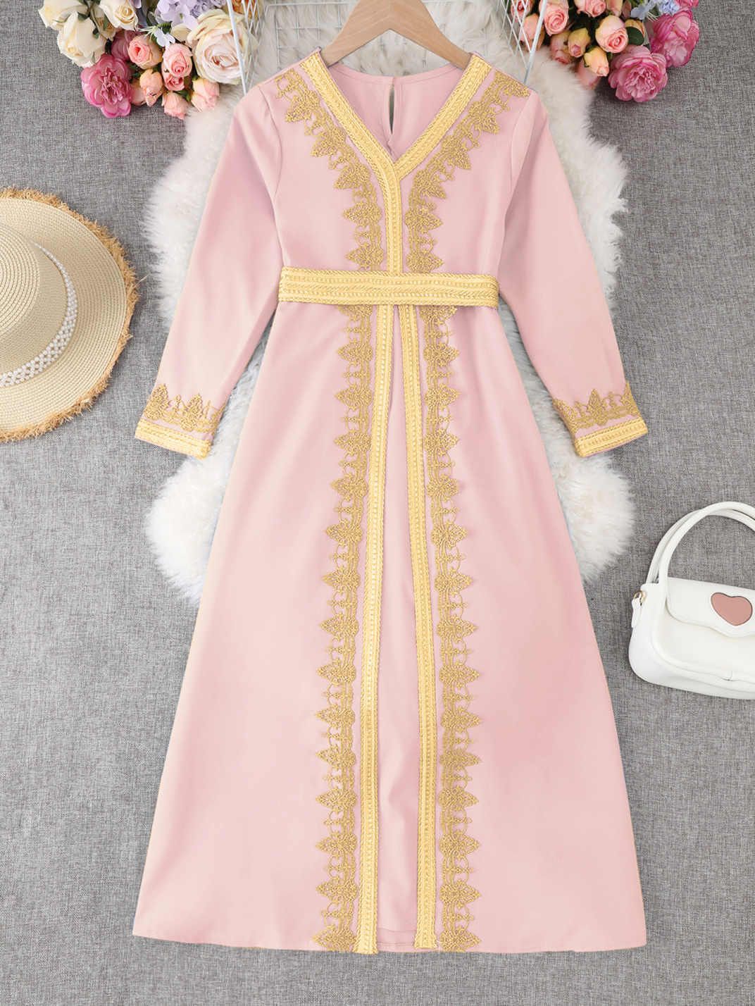 Kinder Kleidung mädchen robe gürtel kleid kinder Dubai mädchen spitze_voghion.com