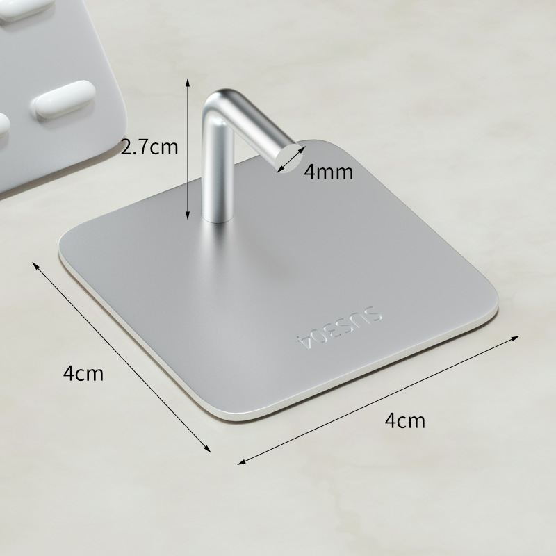 Ganchos de acero inoxidable cepillado sin taladro con adhesivo fuerte para paredes de cocina y baño, ganchos adhesivos de pared, ganchos de metal.