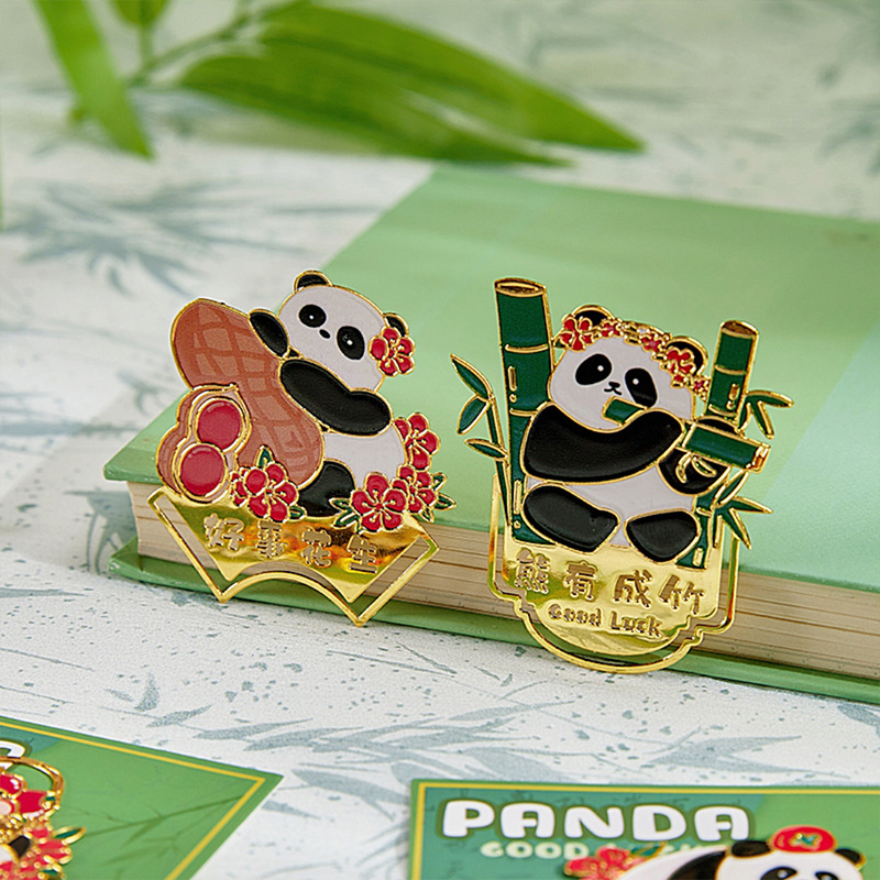 Bonito panda metal marcadores retro hueco exquisito recuerdos de creación cultural regalo de recompensa para estudiantes de lectura carpeta de libros