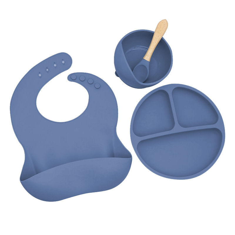 Vajilla para niños de Amazon, juego de ocho piezas, tazón de comida para entrenamiento de bebé, juego de vajilla de alimentación de bebé de silicona de calidad alimentaria