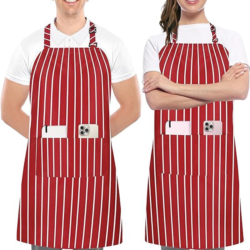 Amazon rayas colgantes delantal logotipo personalizado moderno minimalista ropa de trabajo de restaurante delantal de cocina doméstica