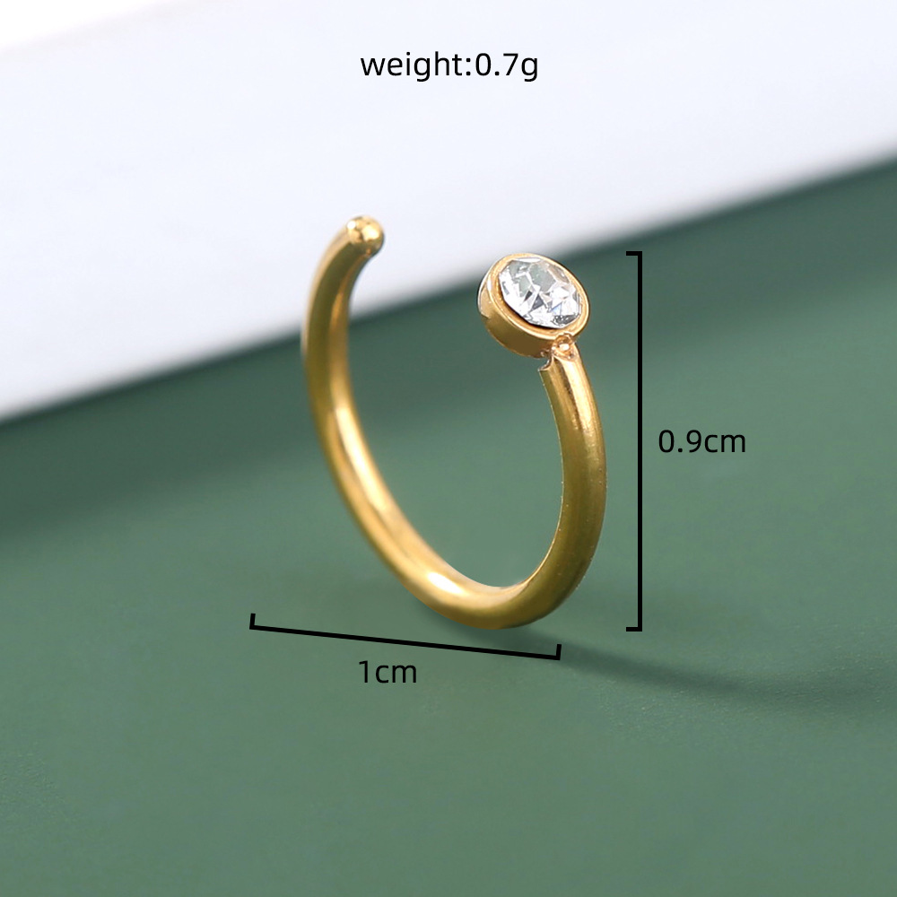 niche piercing C-shaped stainless steel rhinestone nose ring diamond nose nail jewelry
