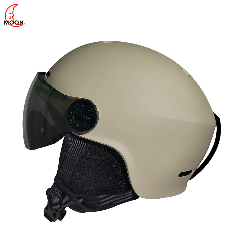 Casco de esquí, equipo para forma de cabeza asiática, equipo de protección, casco rígido para hombres y mujeres, anticolisión, con gafas, casco de ciclismo de montaña moldeado de una sola pieza.