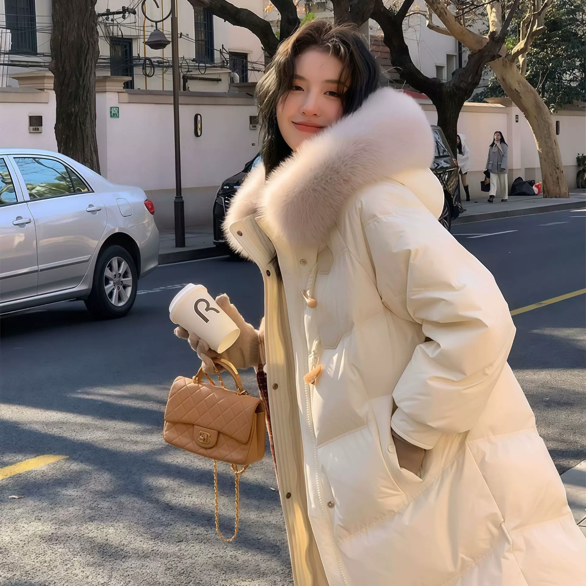 2025年新款羽绒服女款中长款时尚学院风高级感加厚长款冬季外套女