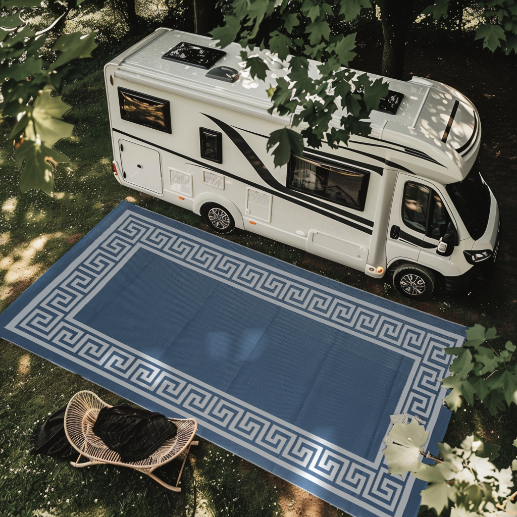 Exclusivo para 9 * 12ft transfronterizo equipo de camping in situ RV esterilla PP tubo tejido esterilla de playa pet friendly esterilla patio image 1