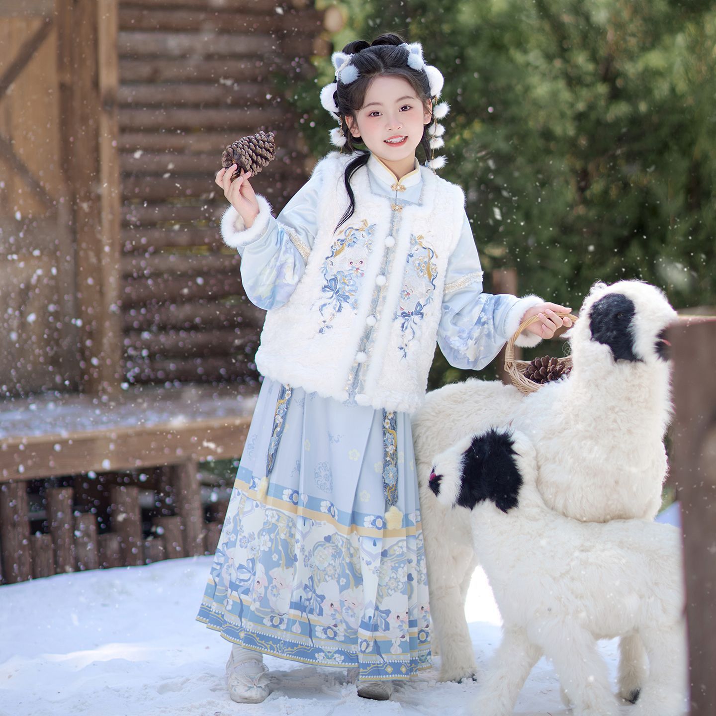 汉服女童2025新加绒新年套装儿童国风超仙冬装女孩秋冬季古风唐装