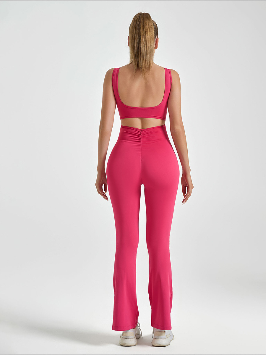 Mono de yoga ajustado de moda casual europea y americana para comercio exterior transfronterizo, con espalda descubierta, mono ajustado