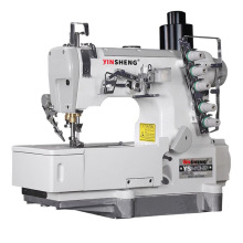 银盛500直驱绷缝机平头工业三针五线缝纫机自动剪线坎车包缝机