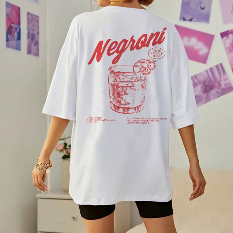 [European code cotton t] Negroni Frauen zurück drucken Retro-Stil T-Shirt