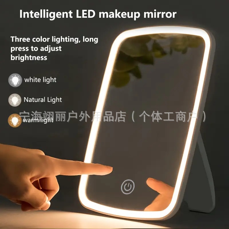 LED Makeup Mirror Simple Desktop Beauty Mirror Home Student Dormitory Vanity Table Mirror Ins Style
