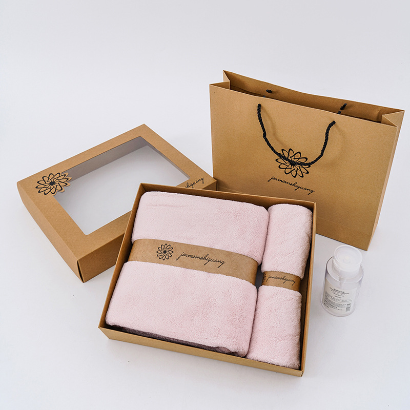 Kraft Paper Gift Set-Coral Fleece Powder