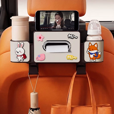 Car tissue box/set: organizer, car seat back multifunctional - rabbit-fox-4th-generation-white